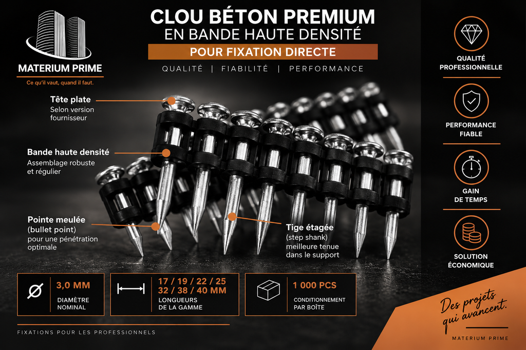 Clous béton premium en bande – Haute densité pour béton_2