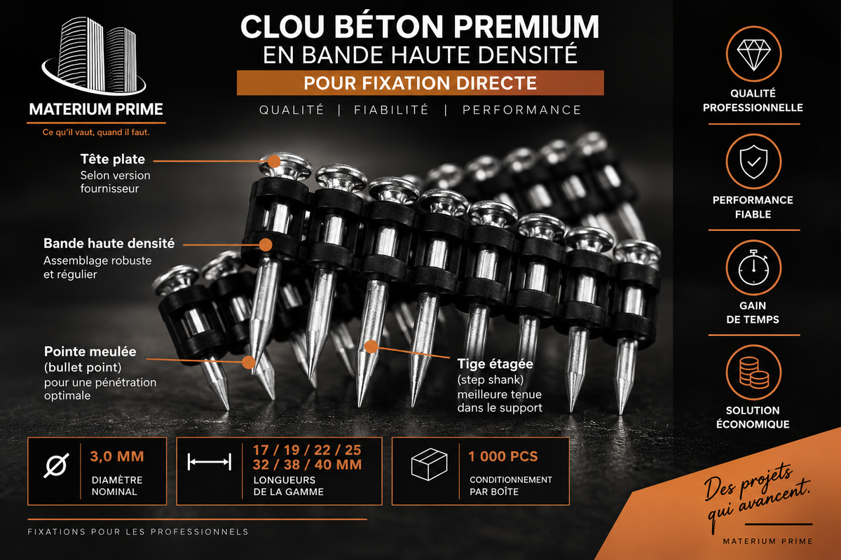 Clous béton premium en bande – Haute densité pour béton_2